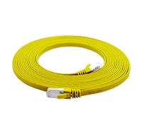 10 m - jaune - 1 pièce câble plat Cat7 câble réseau Cat 7 câble brut Gigabit Lan (10 Gbit/s) câble d'installation câble de raccordement câble plat mince prise Rj 45 Cat6a