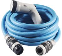10 m - Tuyau d'arrosage extensible, compact, léger et prêt à l'emploi, avec pistolet multi-jet, Bleu