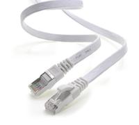 10 m-White-1 piece CAT.7 Flat Cable Gigabit Ethernet LAN (RJ45) Network Cable Raw Cable (10Gbit/s) Thin Flat Installation Cable Compatible with Cat.5-Cat.5e-Cat.6