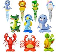 10 Marine Animal Balloons, XXL Birthday Animals Foil Balloons, Animaux Géants Hippocampe Crabe Crevette Crocodile lion Pterosaur Ballons, Ocean Themed Party Decorations Birthday Children