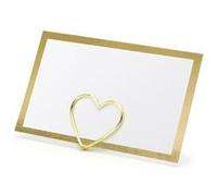 Générique 10 Marque-Places Blanc Bord DORÉ 9.5X5.5CM