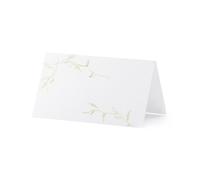 PartyDeco Marque-places – Branches dorées – Blanc – 10 pièces – 9,5 x 5,5 cm