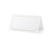 10 MARQUE-PLACES CADRE OR MÉTAL 9.5X5.5CM BLANC