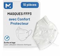 10 Masque FFP3 Certifiés CE, Masque 5 Couches Sans Valve, Masques de Protection Adulte contre les Poussières et les Particules, Masques de Protection Respiratoire Filtrant BFE≥99, 10 Pièces
