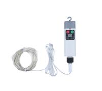 10 mètres 100 lumières, 2 fils, lampe à fil de cuivre, 3V, batterie au lithium 18650 800 mAh, temporisation à trois vitesses, clignotement à huit fonctions, avec télécommande, recharge USB, blanc chau