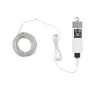 10 mètres 100 lumières, 2 lignes, Lampe à fil en cuir 3V, batterie lithium 18650 800 mAh, temporisation à trois vitesses, clignotement à huit fonctions, avec télécommande, recharge USB, blanc chaud.