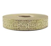 10 mètres 16 mm Doré Métallique Ruban Jacquard Tissé à Motif Clé Grecque Rouleaux galon ruban tissu brodé artisanat vêtements mercerie loisir créatif décoration couture médiéval 16062