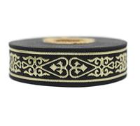 10 mètres 22 mm Dore Noir Ruban Jacquard Tissé à Motif Coeur Celtique Rouleaux galon ruban tissu brodé artisanat vêtements mercerie loisir créatif décoration couture médiéval 22068