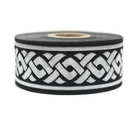 10 mètres 35 mm Argenté Noir Ruban Jacquard Tissé à Noeud celtique Grecque Rouleaux galon ruban tissu brodé artisanat vêtements 35069