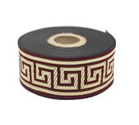 10 mètres 35 mm Rouge Bordeaux Ruban Jacquard Tissé à Motif Clé Grecque Rouleaux galon ruban tissu brodé artisanat vêtements mercerie loisir créatif décoration couture médiéval 35062