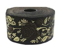 10 mètres 50 mm Brun et Doré Ruban Jacquard Tissé à Motif Roses Rouleaux galon ruban tissu brodé artisanat vêtements mercerie loisir créatif décoration couture médiéval 50089
