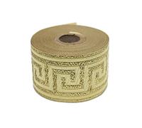 10 mètres 50 mm Doré Métallique Ruban Jacquard Tissé à Motif Clé Grecque Rouleaux galon ruban tissu brodé artisanat vêtements mercerie loisir créatif décoration couture médiéval 50062