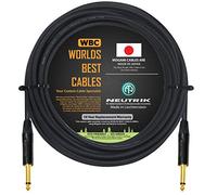 10 mètres - Câble pour guitare basse et instrument fabriqué sur mesure par World's Best Cables - en utilisant le fil Mogami 2524 et les connecteurs Neutrik NP2X-B 6,35 mm droits dorés