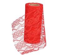 10 mètres de long rouleau de tulle de dentelle déco Vintage rouleau de ruban de tissu de dentelle florale 6 pouces x 10 mètres pour chemin de table en dentelle de jute chaise ceinture de (rouge)