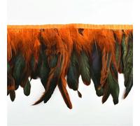 10 mètres de plumes de coq franges bordure sur ruban poulet coq faisan plume pour vêtements ruban couture franges décoration-orange