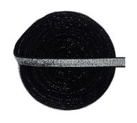 10 mètres de ruban élastique métallisé à paillettes pour bretelles de soutien-gorge, 10 mm (3/8"), en nylon pelucheux, pour la couture de lingerie et de robes.,Argent Noir,10 mètres