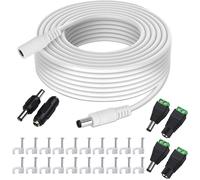 10 Metres Extension Cord DC Power Cord 2.1 mm x 5.5 mm Male to Female Connector for AC Adapter,LED,CCTV Camera Power,Car,Monitors,and More-White