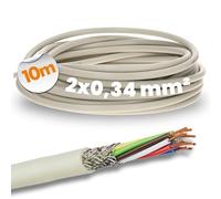 10 mètres Lapp 0034502 LiYCY Câble de commande blindé 2 x 0,34 mm² I Câble de données en PVC gris I de connexion de LED I pour armoires électriques