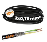 10 mètres Lapp 1030531 LiYCY câble blindé 3x0,75 mm² I résistant aux UV I ligne de commande 3 conducteurs I fil de données extérieur I fil à souder LED I raccord noir