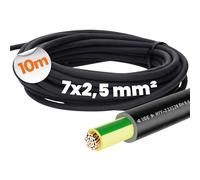 10 mètres Lapp 1550013 NYY-J Câble d'alimentation 7G2,5 mm2 RE I Câble de terre ignifugé avec conducteur de protection GN/GE I Câble courant fort pour l'intérieur et l'extérieur I Câble souple noir