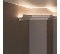10 mètres linéaires de corniches décoratives pour LED de plafond et de mur, moulures pour éclairage indirect avec bandes LED, en duropolymère (lot de 10 profilés de 1 m - KH905)