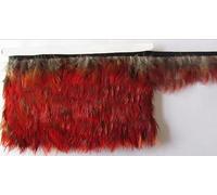 10 mètres/lot hauteur 5-6cm garniture rouge faisan doré, frange de plumes dorées, garniture de plumes, dentelle de plumes-par défaut