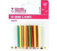 10 mini canes pâte polymère à trancher 5 x 0,5 cm - Fruits Multicolore G
