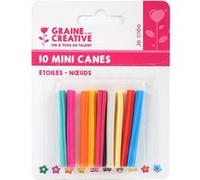 10 mini canes pâte polymère à trancher 5 x 0,5 cm - Nœuds & étoiles Multicolore G