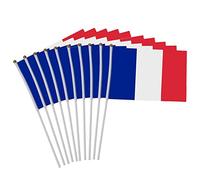10 mini drapeaux français à agiter à la main, bleu, blanc, rouge, 14 x 21,1 cm, pour activité, défilé, sport, décoration la maison Ventdouce
