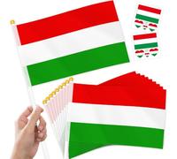 10 Mini Drapeaux Hongrie sur Hampe + 2 Tatouages Éphémères Déco Match | Mini Drapeaux Hongrie sur Hampe Drapeaux à la Main Foot Nations League 2026 Fête Nationale Défilé Supporter Célébration