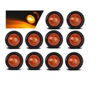 10 Mini Feux de Gabarit Bouton LED 24V Orange Feux Latéraux Rond 3/4 pouces Pour Camion Remorque Tracteur