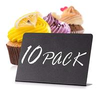 10 Mini Tableau Noir 10x7cm - Ardoise Prix Vitrine - Porte-Nom de Table Forme L - Idéal Boulangerie, Pâtisserie et Réception - Panneau Alimentaire Effaçable - Mini Ardoise pour Buffet et Candy Bar