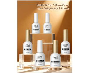 10 ml Base coat sans essuyage et top coat brillant, déshydratant pour ongles et base coat, top coat mat, huile de soin des cuticules - Kit de démarrage complet pour manucure DIY salon, excellent cadea