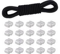 10 Mm X 10 M Black Expander Elastic Rope With 20 Aluminium Sleeves,Strong Stretch Rope,For Tarpaulin,Camping,Boating,Agriculture,Gardening