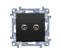 10 MODULES NOIR MAT PRISE 2X TV TYPE F 10 CASF2.01/49