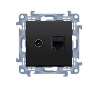 Prise antenne type F + RJ45 cat.5e Simon 10 CASFRJ455.01/49