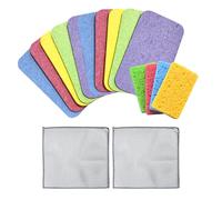 10 Morceaux D'Éponges Compressées, 2 Morceaux De Torchons À Vaisselle, Des Éponges Qui Se Dilatent Lorsqu'Elles Sont Exposées À L'Eau, Des Éponges Douces Absorbant L'Eau