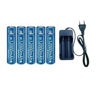 10 Pack 3.7V 12000mAh Li-ION Batteries Rechargeables Compatibles avec Torches Lampes Frontales Ventilateurs Rasoirs Microphones Etc + Chargeur