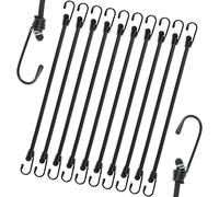 10 Pack 40cm Rubber Bungee Cord With Hooks On Both Sides Heavy Duty Rubber Bungee Cords With Hooks,Tear-Resistant Tensioning Straps With Hooks For Luggage,Cargo And Meh