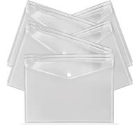 10 Pack A4 Clear Plastic Wallets With Label Slot And Secure Snap Closure For Papers,Office,School And Home