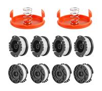 10 Pack Bobine Fil Coupe Bordure Compatible avec Black et Decker Coupe Bordures, A6481 A6485 1.65mm Bobine de Fil Debroussailleuse(8 Fil Coupe Bordure,2 Couvercle,2 Ressort)