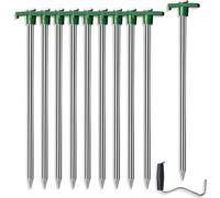 10 Pack Heavy Duty Tent Pegs 10.2"" Metal Rustproof Tent Pegs For Camping,Patio,Garden,Awnings,Meadow,Outdoor,Green