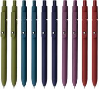 10 Pack Japanese Premium Black Gel Ink Pens,0.5mm Fine Smooth Nib,Silicone Grip,Metal Clip And Retractable Ball,Dark Tones (Vintage)