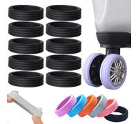 10 Pack Luggage Compartment Wheel Protection Cover, Luggage Wheel Covers Silicone, Universal Reduce Noise Wheels Sleeves for Travel Suitcase (Black)