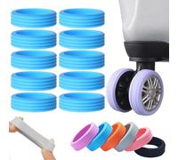 10 Pack Luggage Compartment Wheel Protection Cover, Luggage Wheel Covers Silicone, Universal Reduce Noise Wheels Sleeves for Travel Suitcase (Blue)