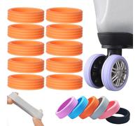 10 Pack Luggage Compartment Wheel Protection Cover, Luggage Wheel Covers Silicone, Universal Reduce Noise Wheels Sleeves for Travel Suitcase (Orange)