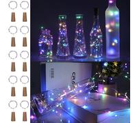 10 Pack Lumières Multicolores Pour Bouteilles En Liège, 2M, 20 LED, Mini Lumières Pour Bouteilles De Vin En Fil De Cuivre, Veilleuse étanche, Adaptées Pour Le Bricolage, Les Fêtes(Multicolore)