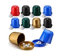 10-Pack Mini Dice Cup Set with 50 Six-Sided Dice - Plastic Shaker Cups for Games, Parties, Prizes & Math Rewards