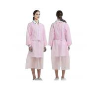 10 Pack Pink Disposable Breathable Polypropylene Isolation Gown with Elastic Knit Cuffs, Covered Back
