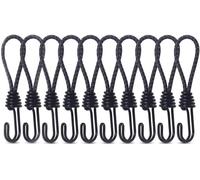 10 Pack Rubber Bungee Cord with Hooks 15cm Rubber Bungee Cord with Hook Tarpaulin Tensioner with Hook for Stationary Trailers,Banners,Posters,Tents,Black